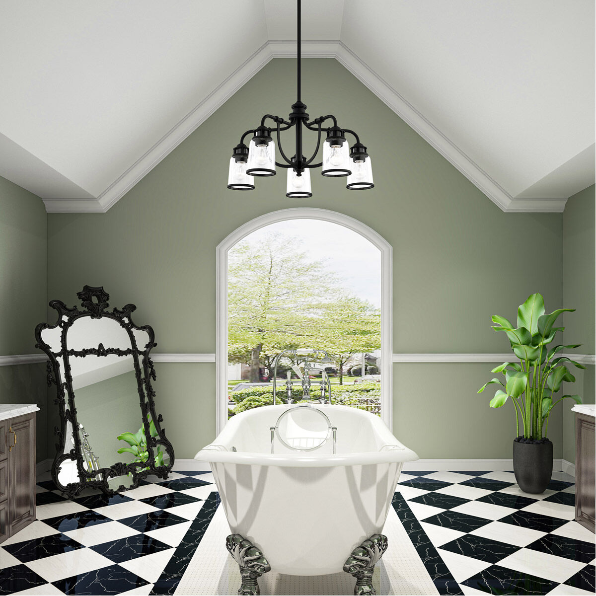 Lawrenceville 5 Light 24 inch Black Chandelier Ceiling Light