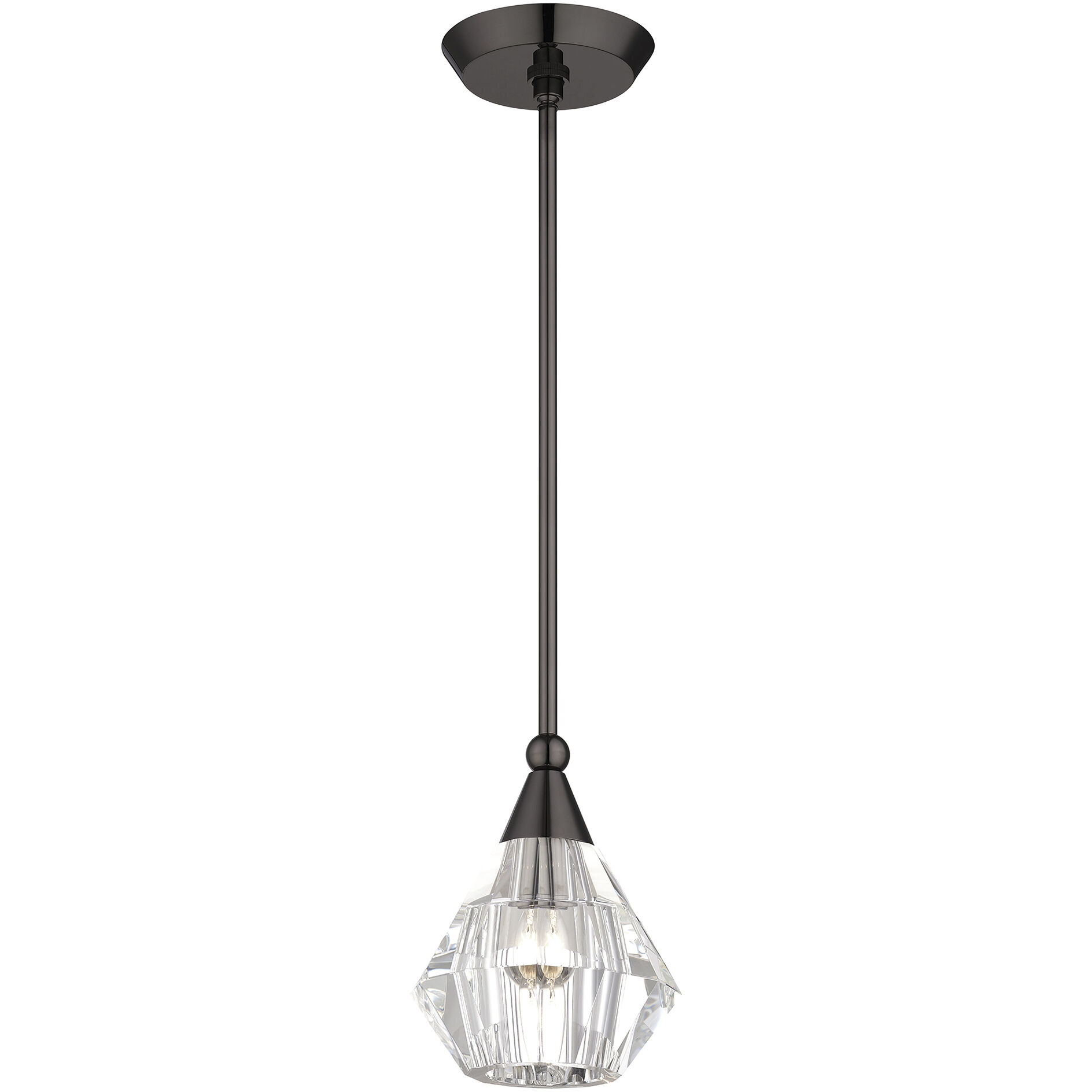 Brussels 1 Light 7 inch Black Chrome Pendant Ceiling Light, Crystal, Single