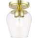 Willow 1 Light 5.75 inch Satin Brass Flush Mount Ceiling Light
