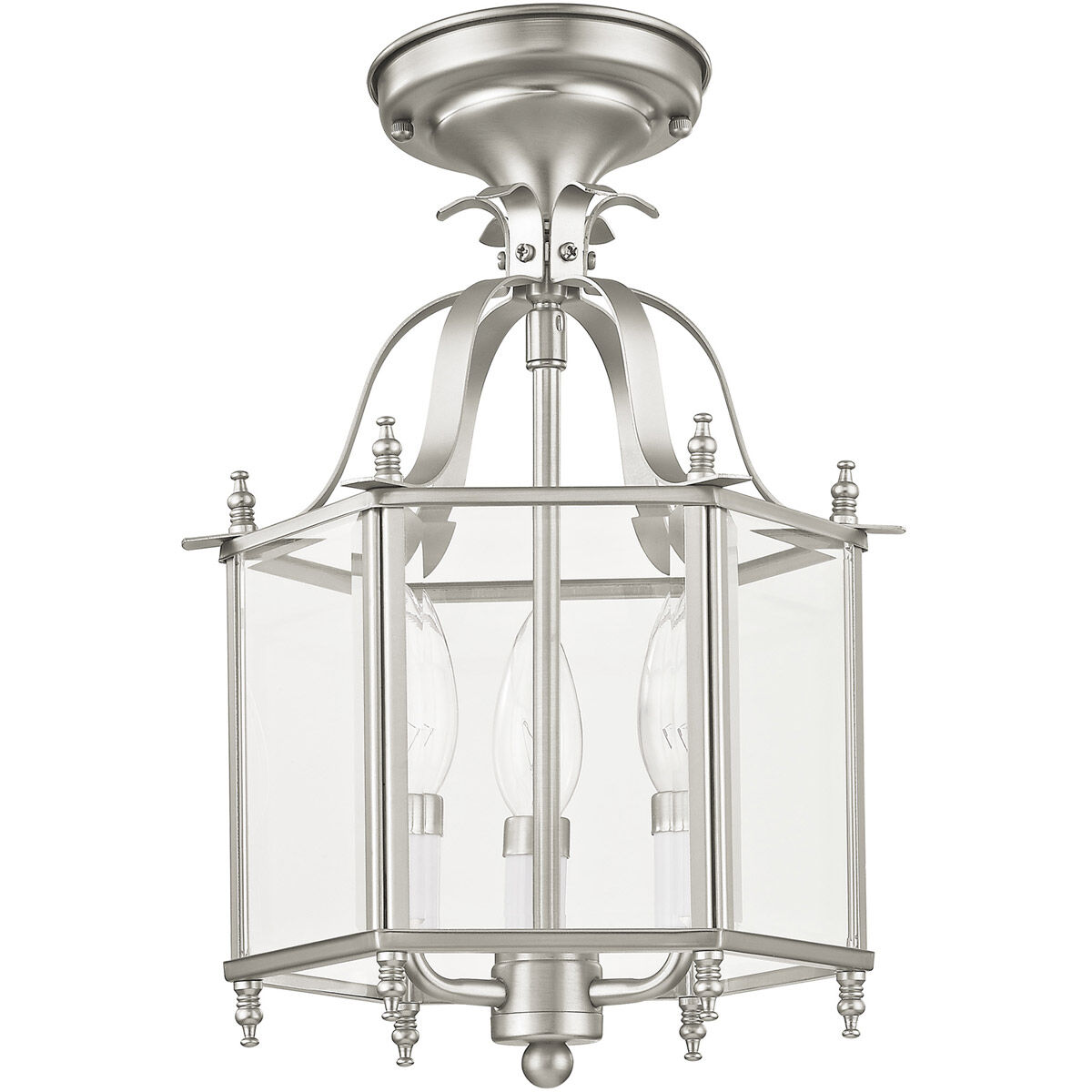 Livingston 3 Light 10 inch Brushed Nickel Convertible Mini Pendant/Ceiling Mount Ceiling Light