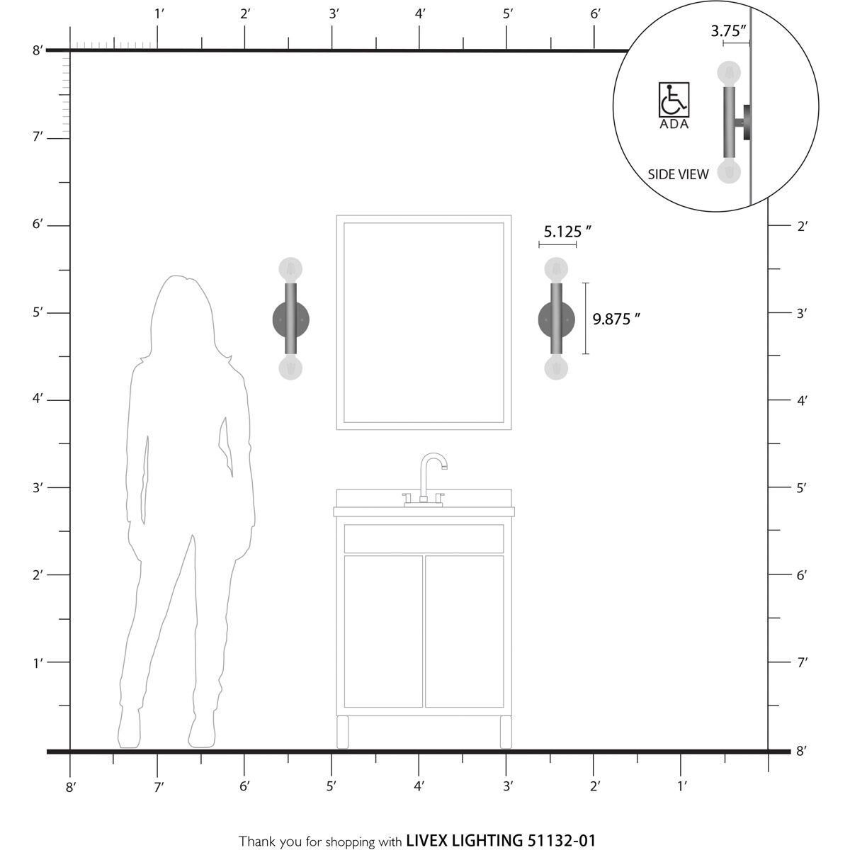 Copenhagen 2 Light 5 inch Antique Brass ADA ADA Wall Sconce Wall Light