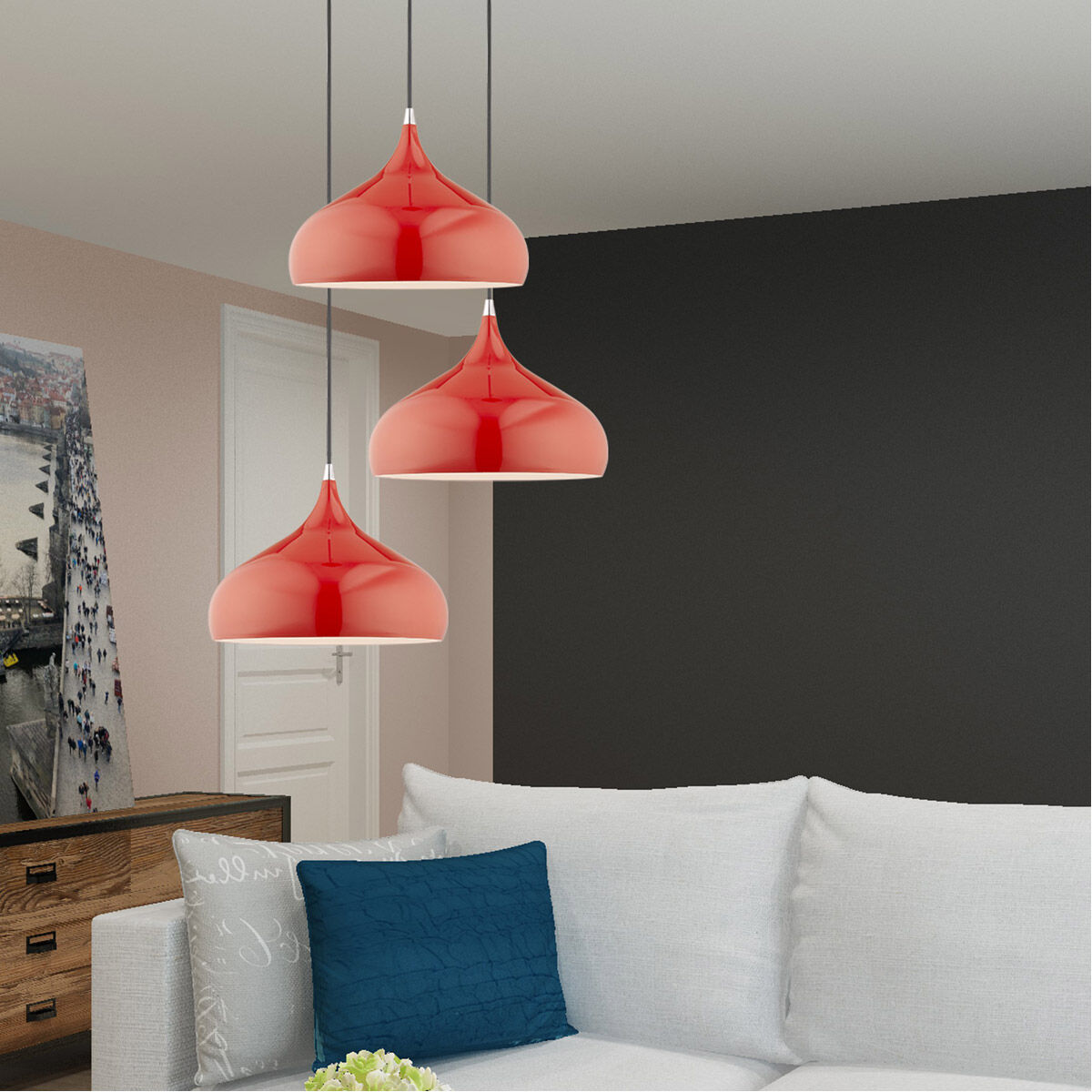 Allison 1 Light 13.75 inch Shiny Red Mini Pendant Ceiling Light
