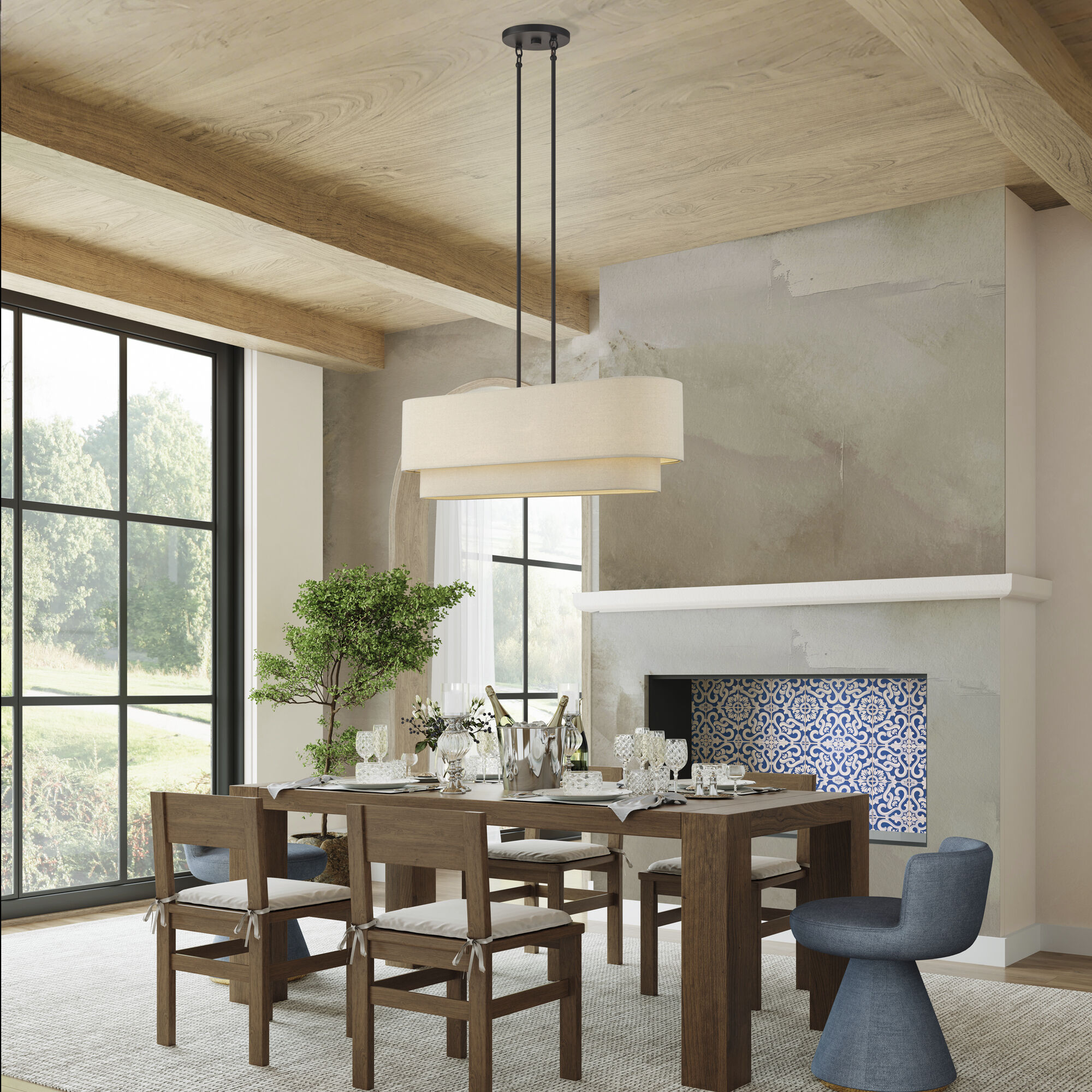 Bellingham 4 Light 36 inch Bronze Linear Chandelier Ceiling Light, Large