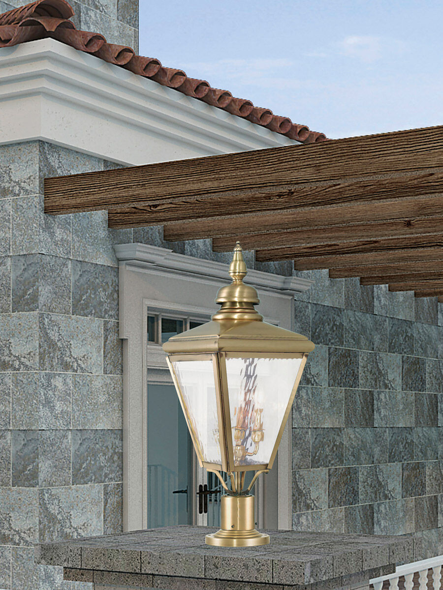 Cambridge 3 Light 27 inch Antique Brass Outdoor Post Top Lantern