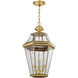 Georgetown 3 Light 13 inch Polished Brass Outdoor Pendant Lantern