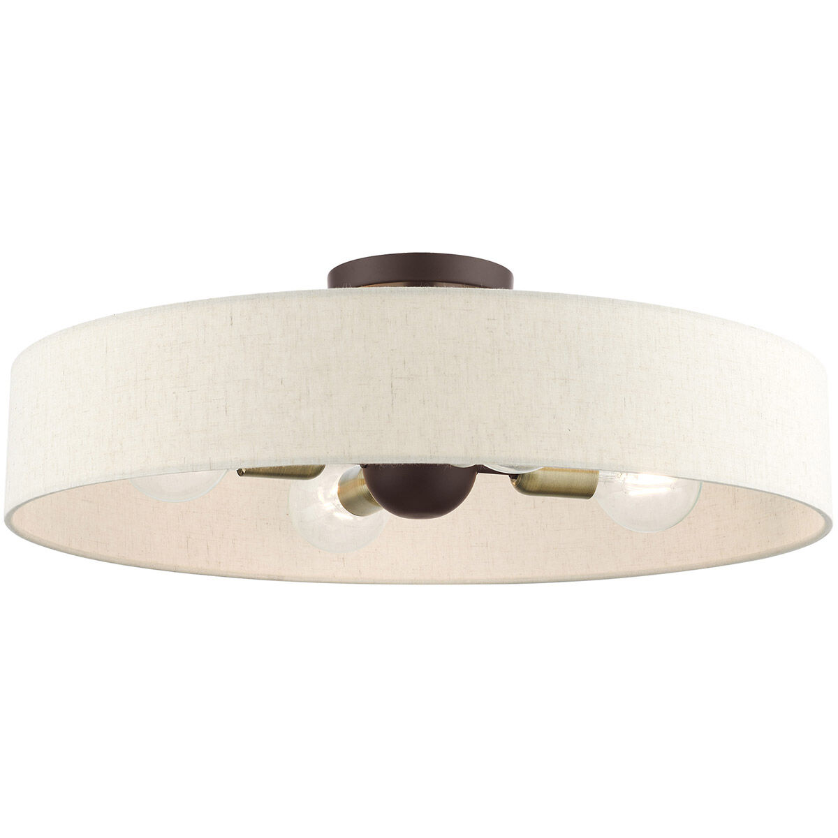 Venlo 4 Light 22 inch Bronze with Antique Brass Accents Semi Flush Ceiling Light 