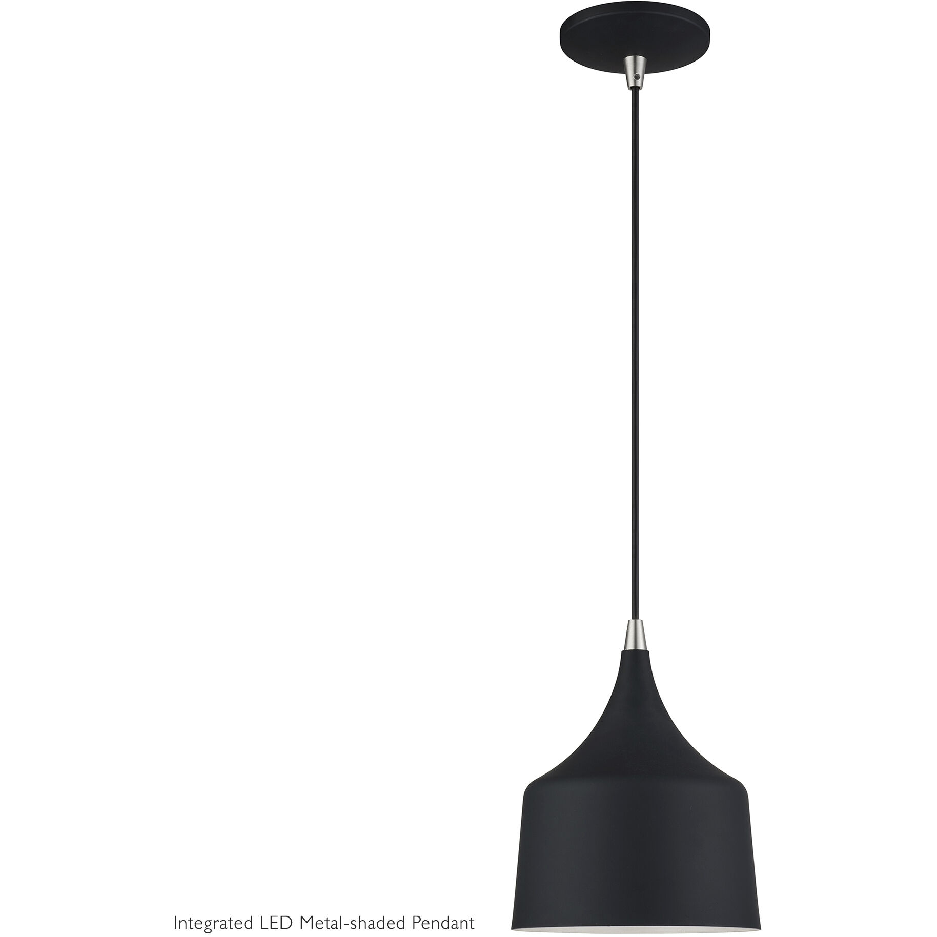 Bolita 8 inch Black with Brushed Nickel Accents Pendant Ceiling Light