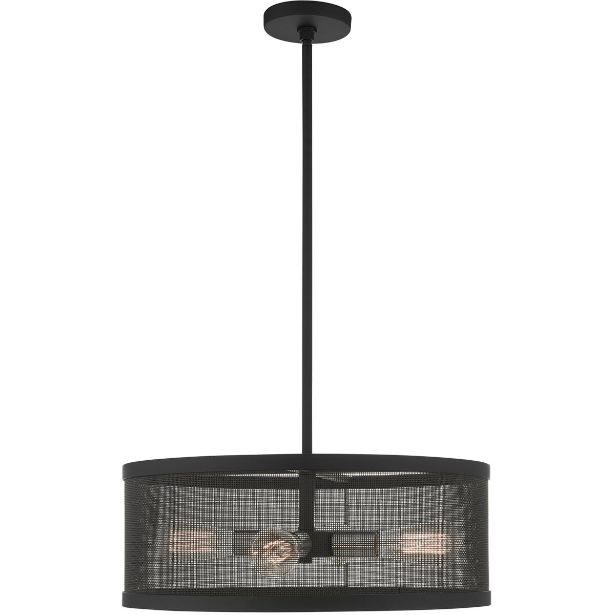 Industro 4 Light 20 inch Black with Brushed Nickel Accents Chandelier Ceiling Light