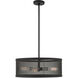 Industro 4 Light 20 inch Black with Brushed Nickel Accents Chandelier Ceiling Light