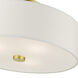 Meridian 3 Light 15 inch Satin Brass Semi Flush Ceiling Light 