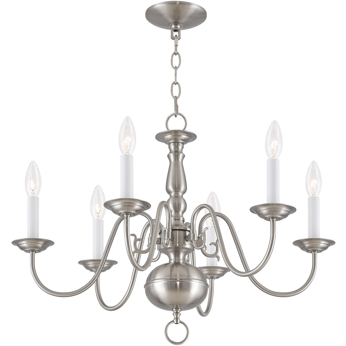 Williamsburgh 6 Light 24 inch Brushed Nickel Chandelier Ceiling Light