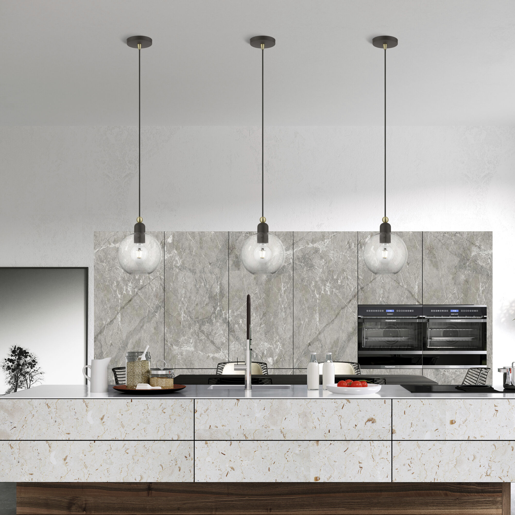 Downtown 1 Light 8 inch Bronze with Antique Brass Accents Pendant Ceiling Light, Sphere