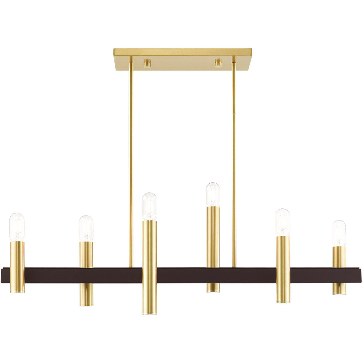 Helsinki 6 Light 8 inch Satin Brass with Bronze Accents Chandelier Ceiling Light