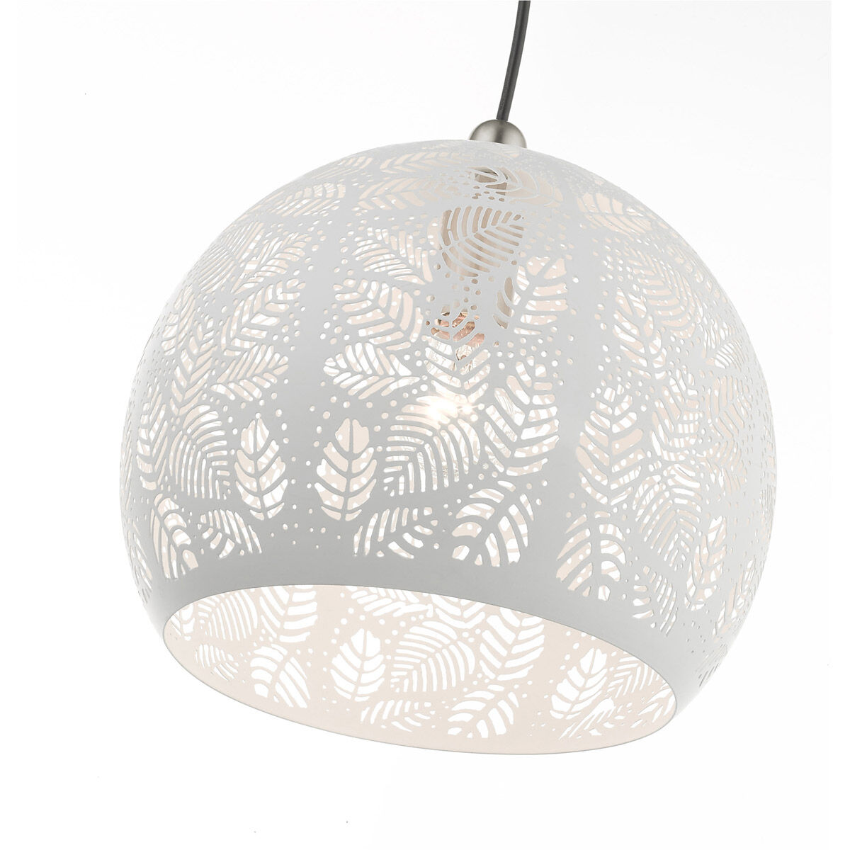 Chantily 1 Light 12 inch White with Brushed Nickel Accents Pendant Ceiling Light