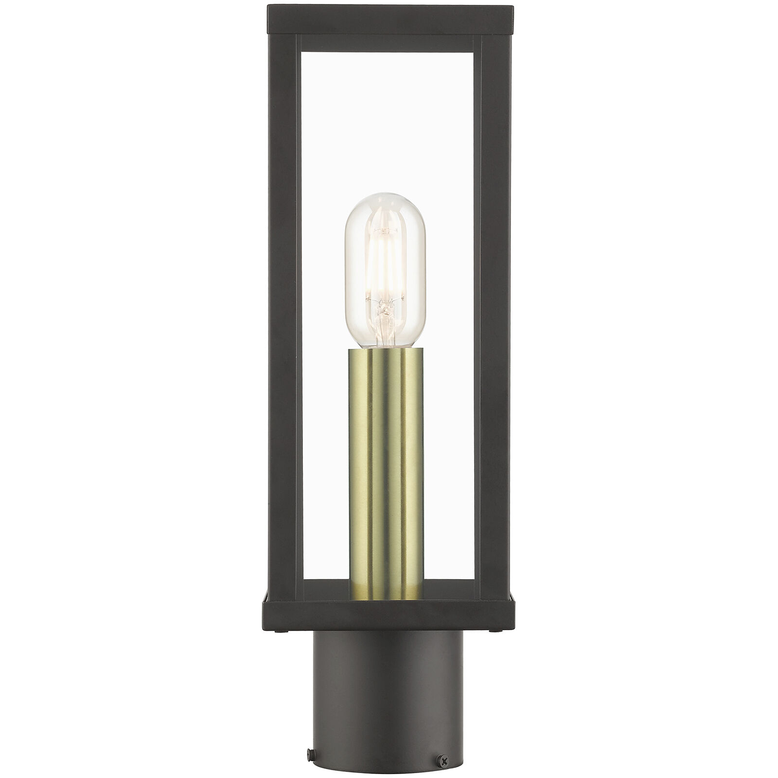 Gaffney 1 Light 15.5 inch Bronze with Antique Gold Finish Accents Outdoor Post Top Lantern