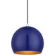Piedmont 1 Light 10 inch Shiny Cobalt Blue with Polished Chrome Accents Pendant Ceiling Light