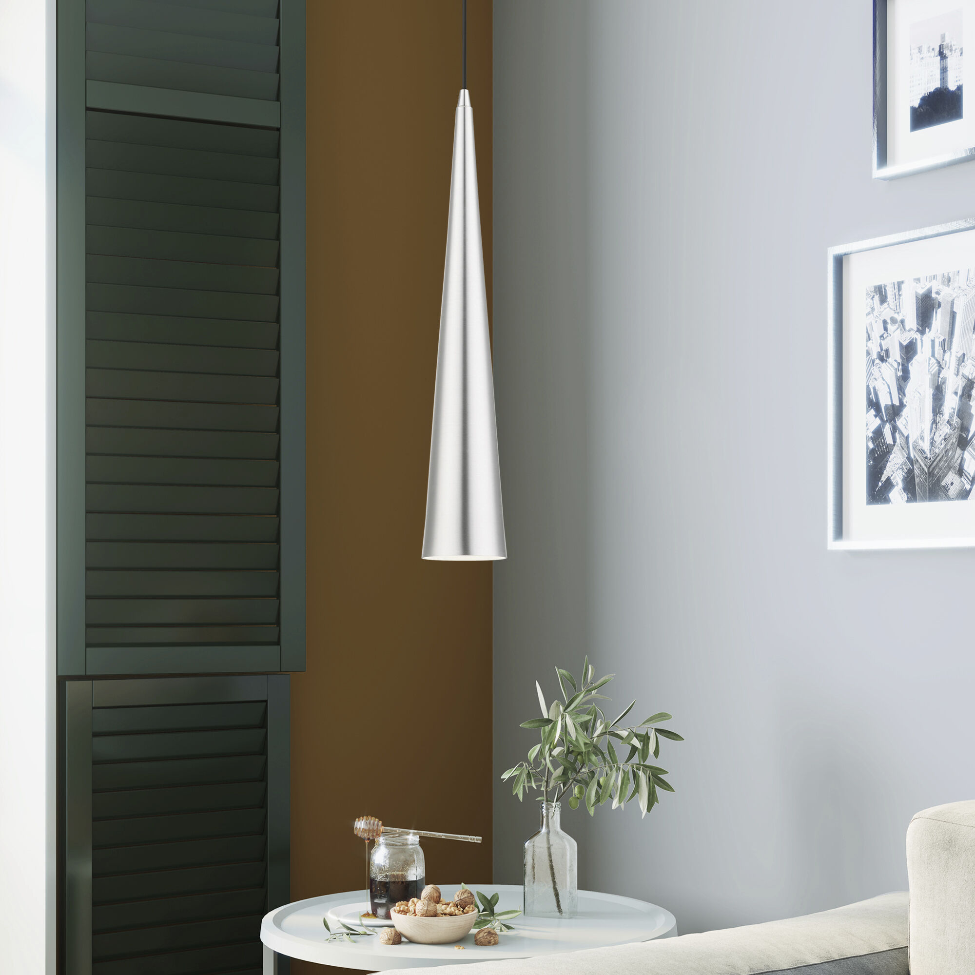 Andes 1 Light 5 inch Brushed Aluminum with Polished Chrome Accents Single Pendant Ceiling Light, Tall