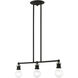 Lansdale 3 Light 24 inch Black with Brushed Nickel Accents Linear Chandelier Ceiling Light