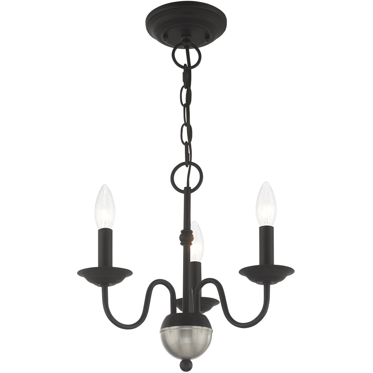 Windsor 3 Light 14 inch Black Mini Chandelier Ceiling Light