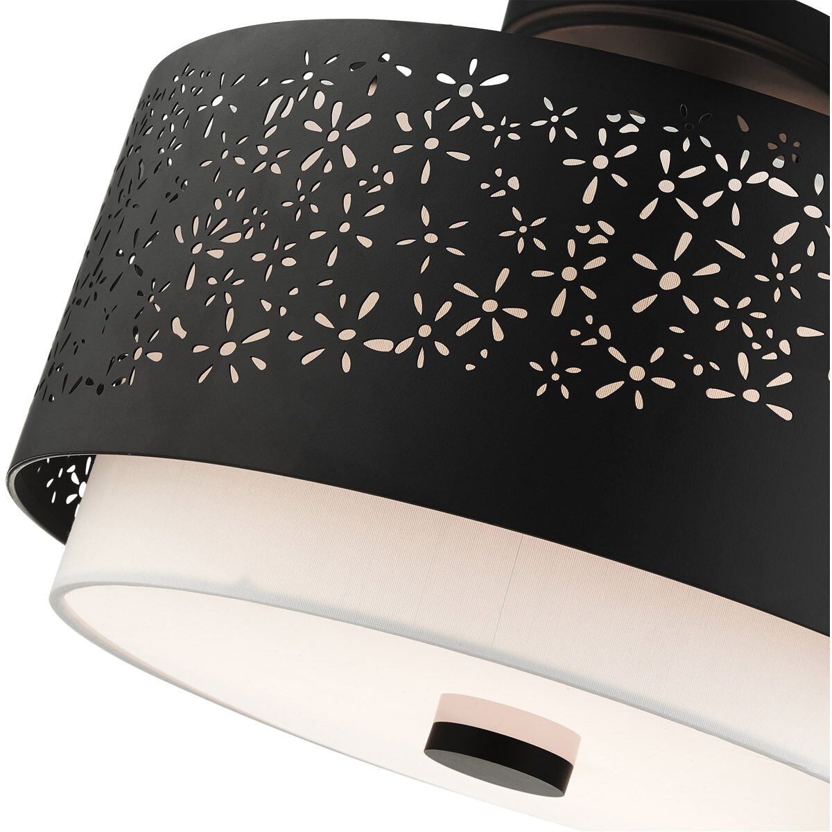 Noria 3 Light 15 inch Black Semi Flush Ceiling Light