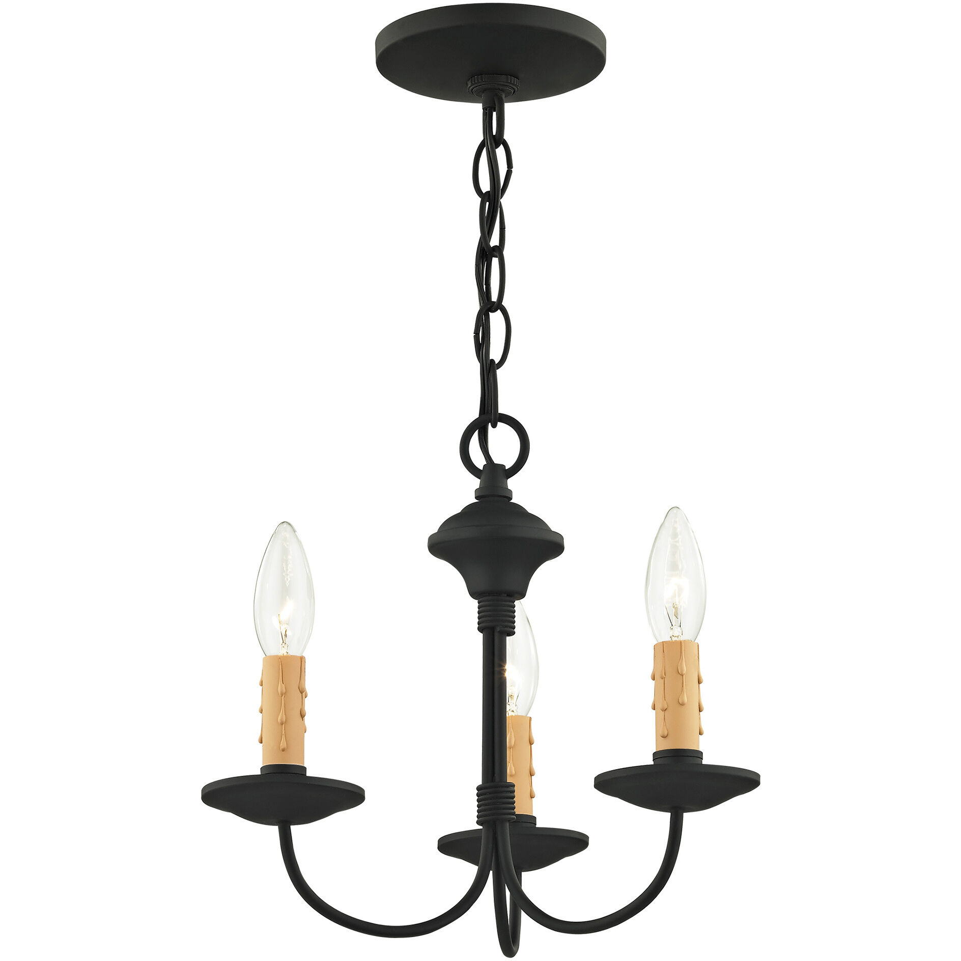Heritage 3 Light 13 inch Black Mini Chandelier Ceiling Light