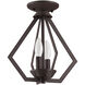 Prism 2 Light 11 inch Bronze Convertible Mini Chandelier/Ceiling Mount Ceiling Light