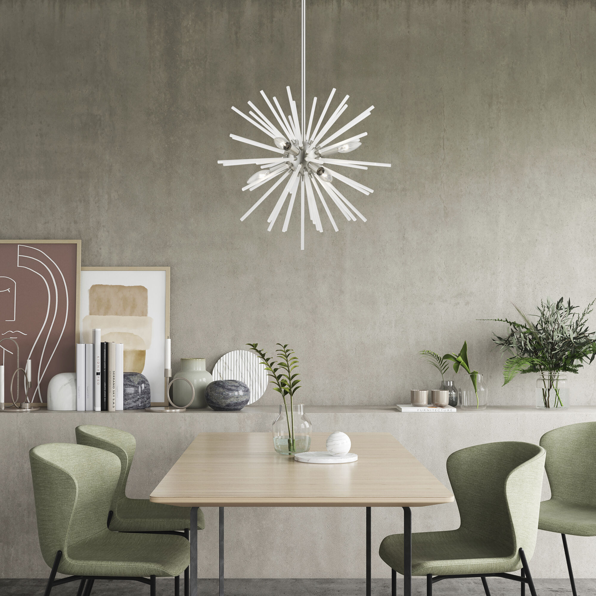 Uptown 6 Light 20 inch Brushed Nickel Pendant Chandelier Ceiling Light