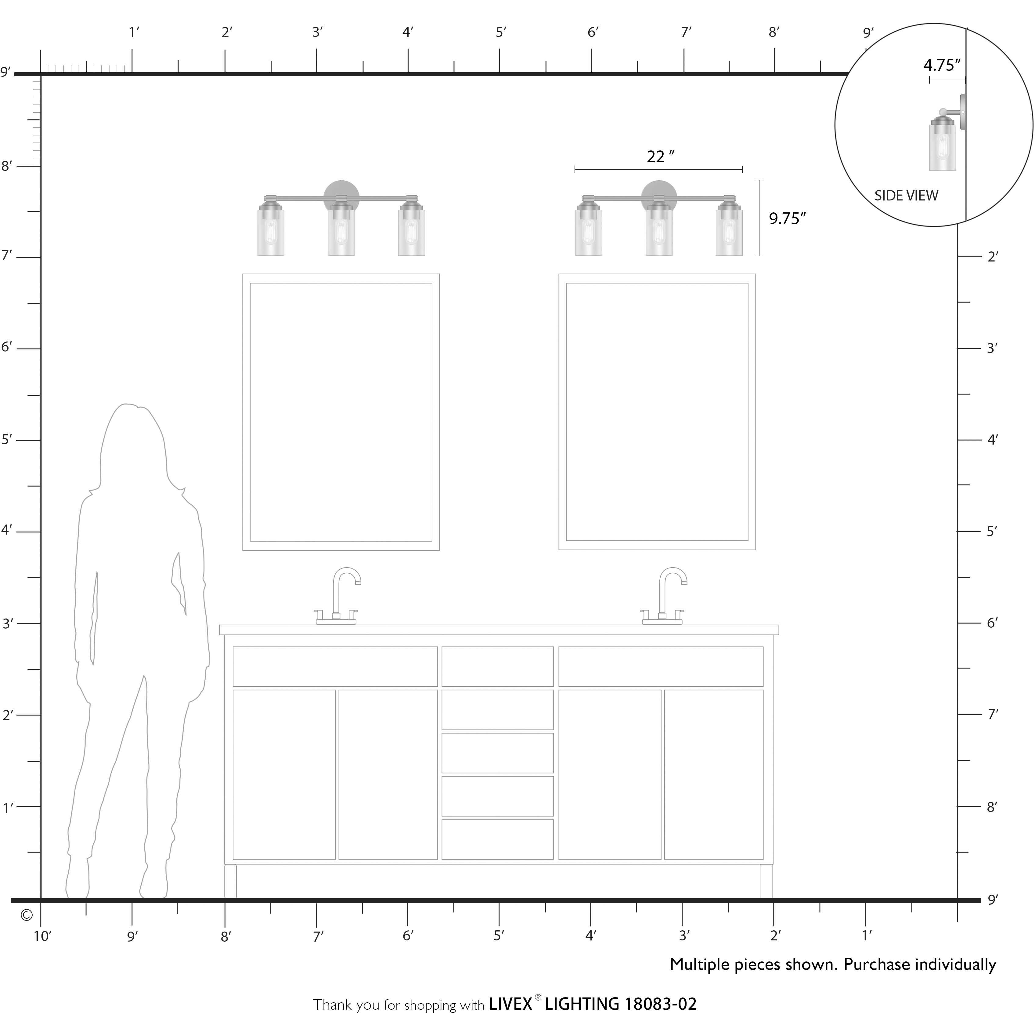 Whittier 3 Light 22 inch Polished Brass Vanity Sconce Wall Light