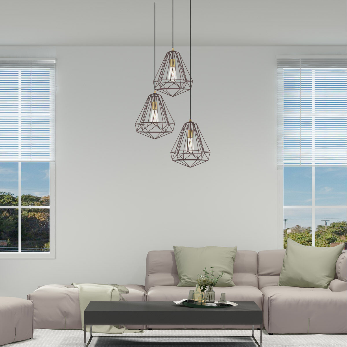 Geometric 1 Light 12 inch Bronze Mini Pendant Ceiling Light