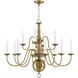Williamsburgh 12 Light 32 inch Antique Brass Chandelier Ceiling Light