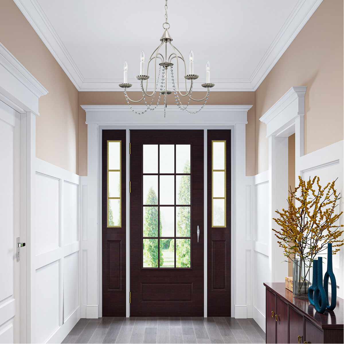 Alessia 5 Light 24 inch Brushed Nickel Chandelier Ceiling Light