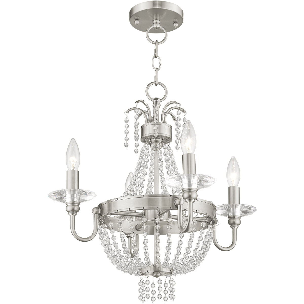 Valentina 4 Light 18 inch Brushed Nickel Convertible Mini Chandelier/Ceiling Mount Ceiling Light