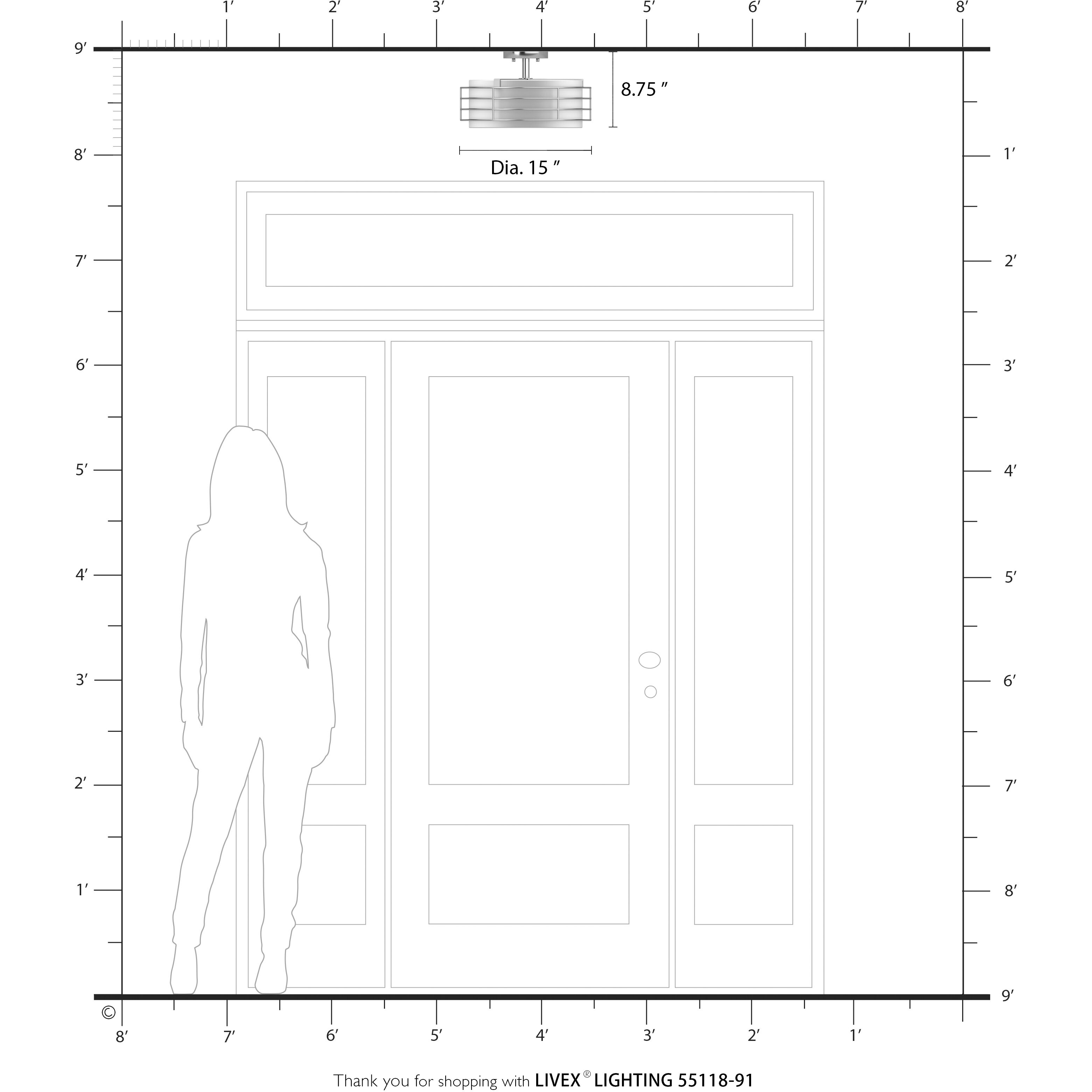 Blanchard 3 Light 15 inch Brushed Nickel Semi Flush Mount Ceiling Light, Large