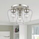 Willow 3 Light 13 inch Brushed Nickel Flush Mount Ceiling Light