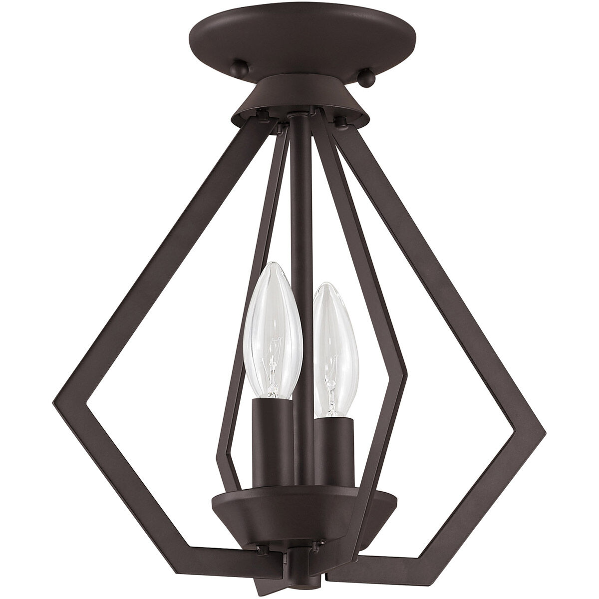 Prism 2 Light 11.25 inch Bronze Convertible Mini Chandelier/Ceiling Mount Ceiling Light
