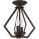 Prism 2 Light 11 inch Bronze Convertible Mini Chandelier/Ceiling Mount Ceiling Light