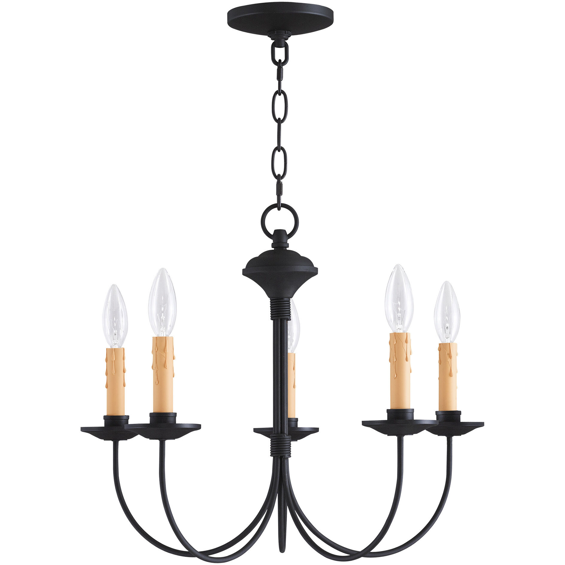 Heritage 5 Light 20 inch Black Chandelier Ceiling Light