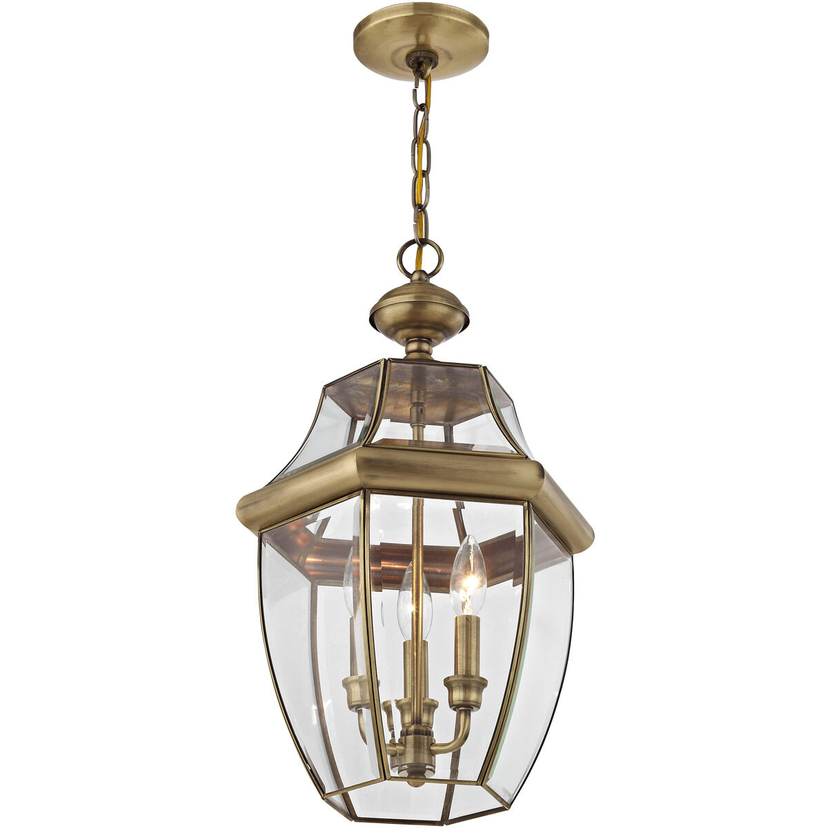 Monterey 3 Light 13 inch Antique Brass Outdoor Pendant Lantern