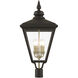 Adams 4 Light 31.5 inch Bronze with Antique Brass Finish Cluster Outdoor Extra Large Post Top Lantern