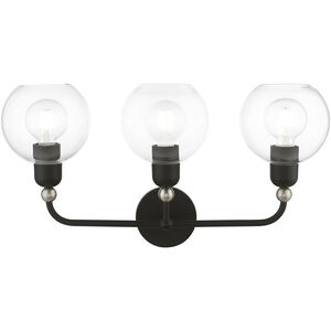 Downtown 3 Light 24 inch Black with Brushed Nickel Accents Vanity Sconce Wall Light, Sphere