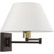 Allison 13 inch 100.00 watt Bronze with Antique Brass Accent Swing Arm Wall Lamp Wall Light