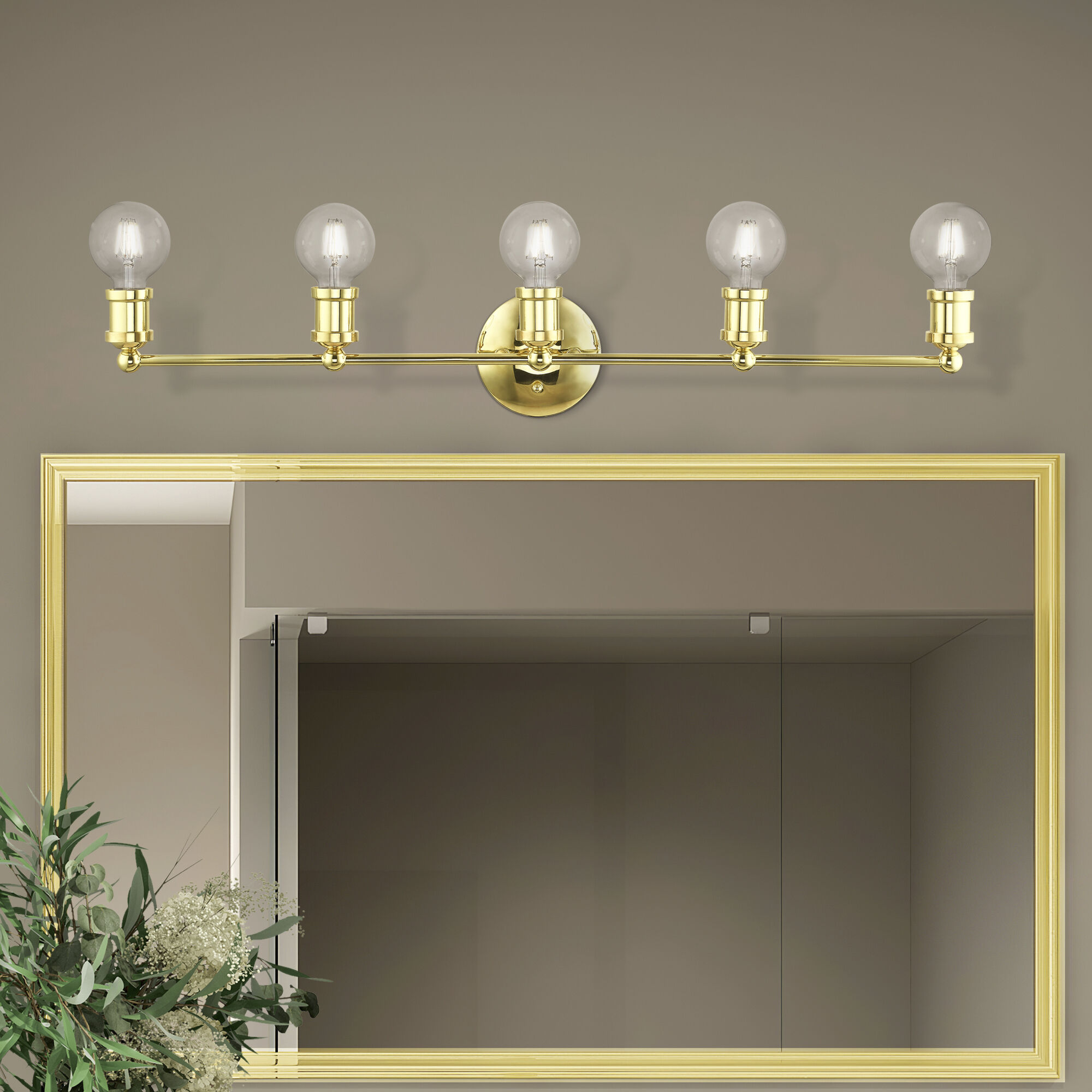 Lansdale 5 Light 34 inch Polished Brass Vanity Sconce Wall Light, Large