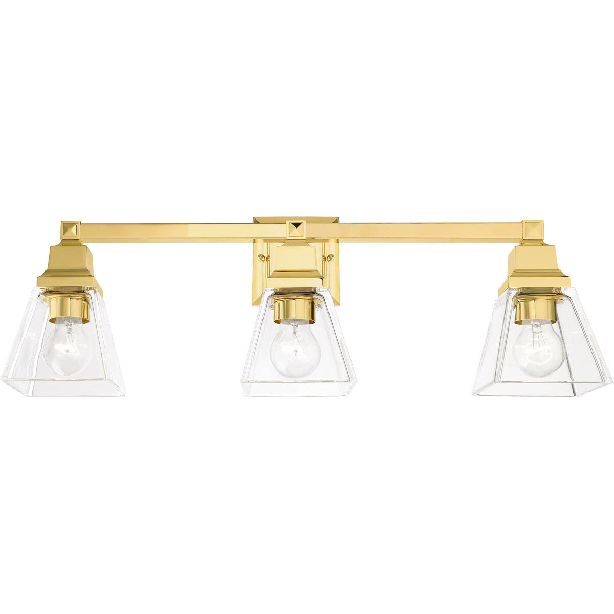 Mission 3 Light 25 inch Polished Brass Vanity Sconce Wall Light