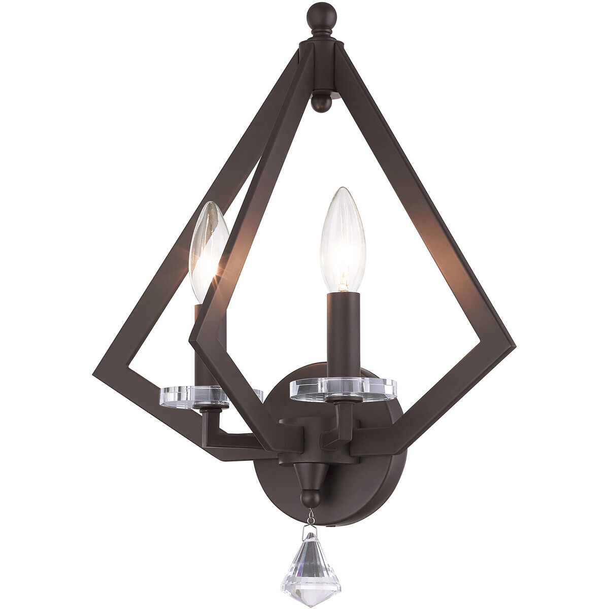 Diamond 2 Light 13 inch Bronze Wall Sconce Wall Light