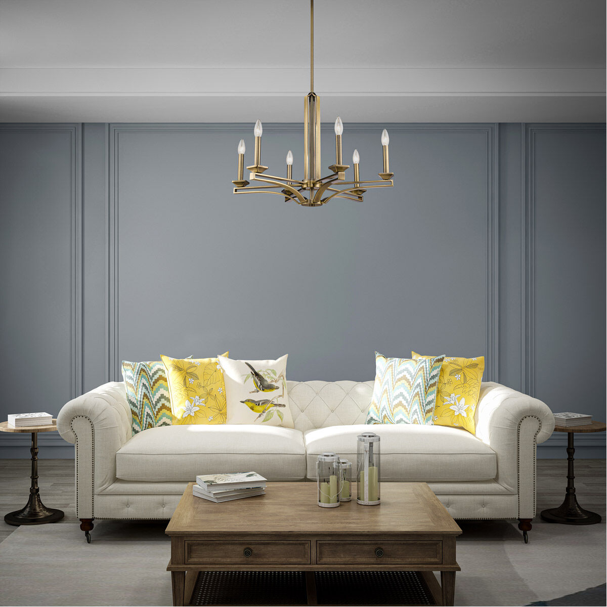 Trumbull 6 Light 26 inch Antique Brass Chandelier Ceiling Light