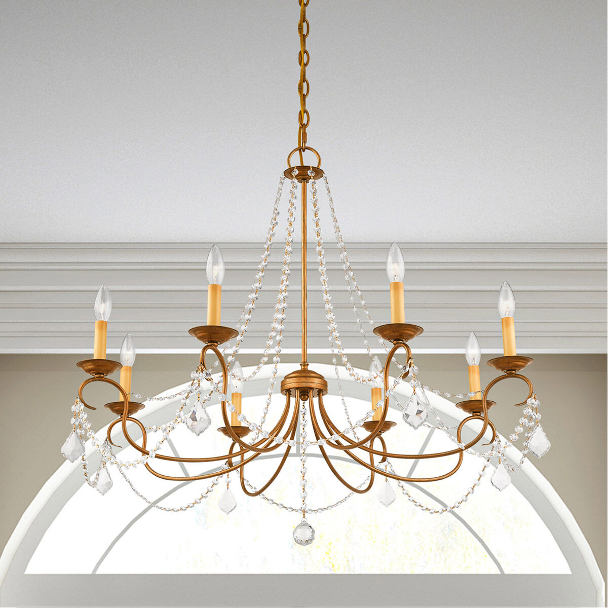 Pennington 8 Light 34 inch Antique Gold Leaf Chandelier Ceiling Light