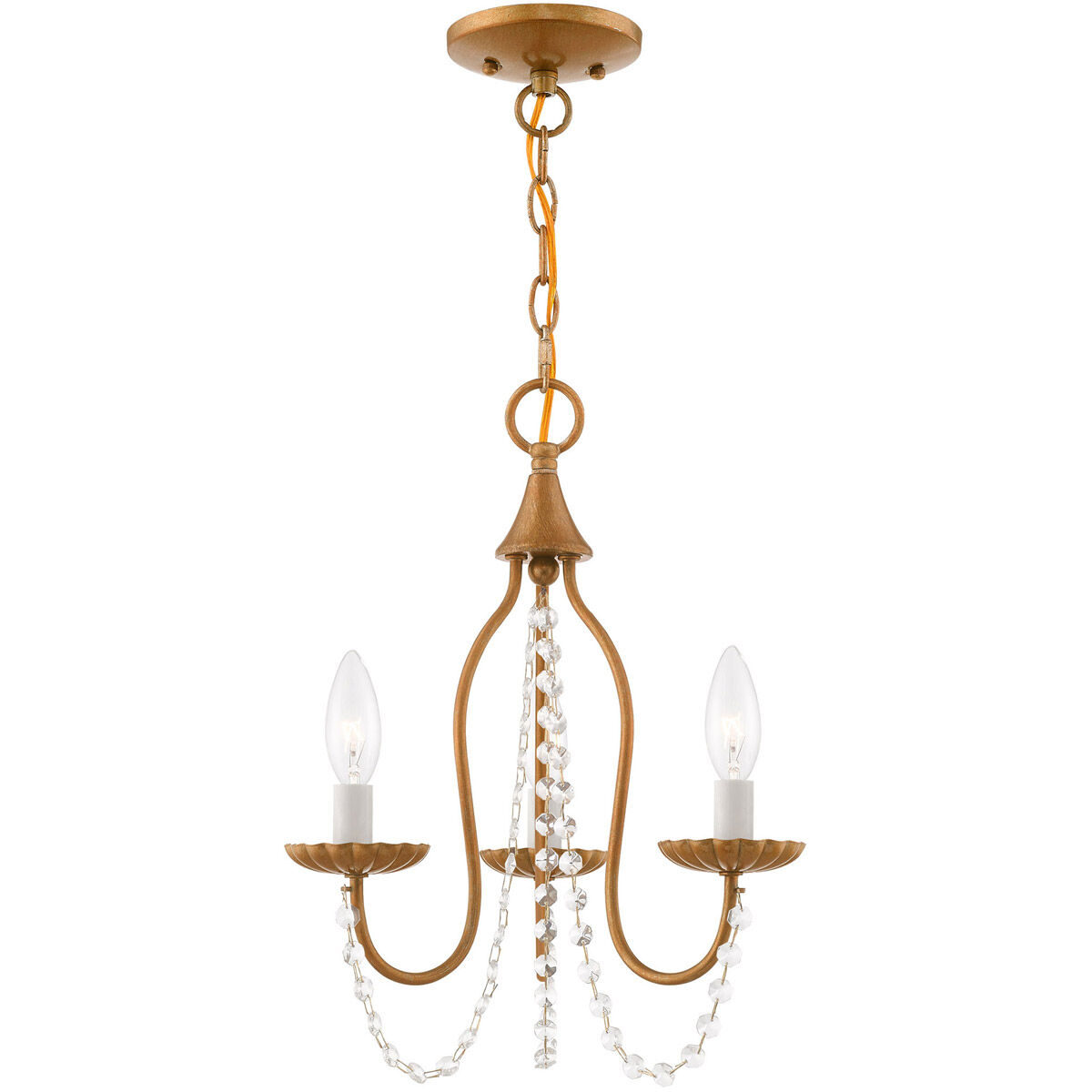 Alessia 3 Light 13 inch Antique Gold Leaf Mini Chandelier Ceiling Light