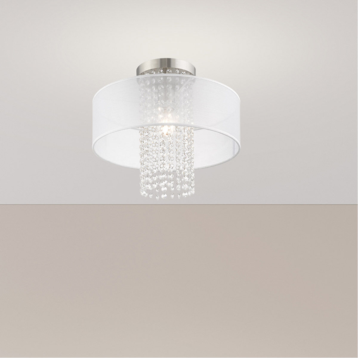 Bella Vista 1 Light 15 inch Brushed Nickel Semi-Flush Mount Ceiling Light