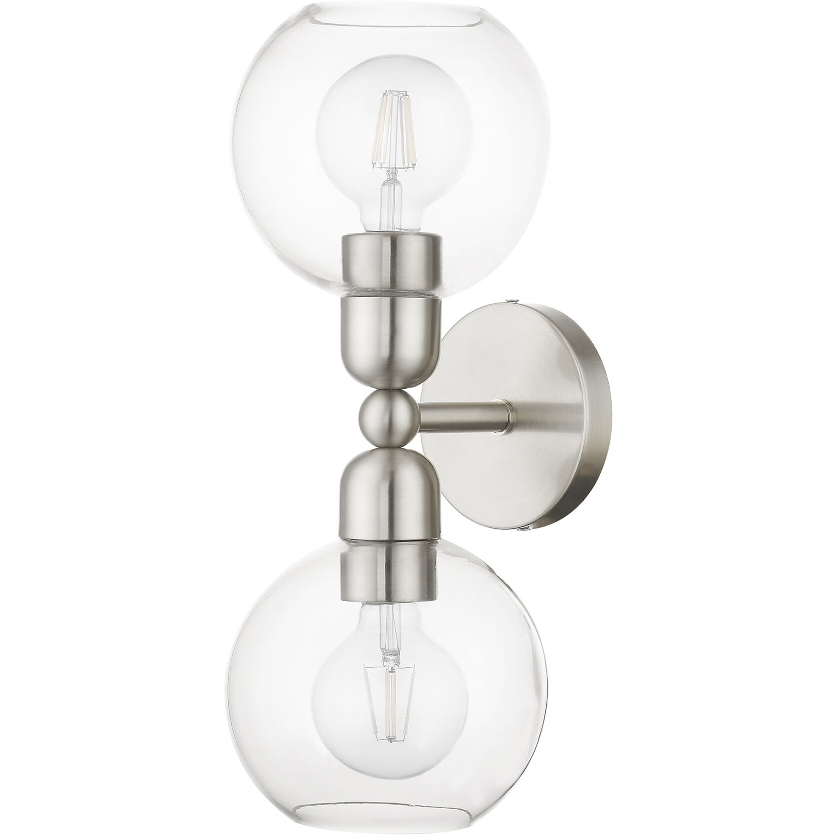Downtown 2 Light 7 inch Brushed Nickel Vanity Sconce Wall Light, Sphere