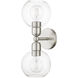 Downtown 2 Light 7 inch Brushed Nickel Vanity Sconce Wall Light, Sphere